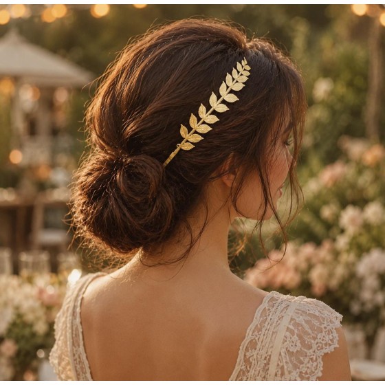 Gold Leaf Headband, Laurel Hair Crown, Greek Goddess Bridal Hair Accessory